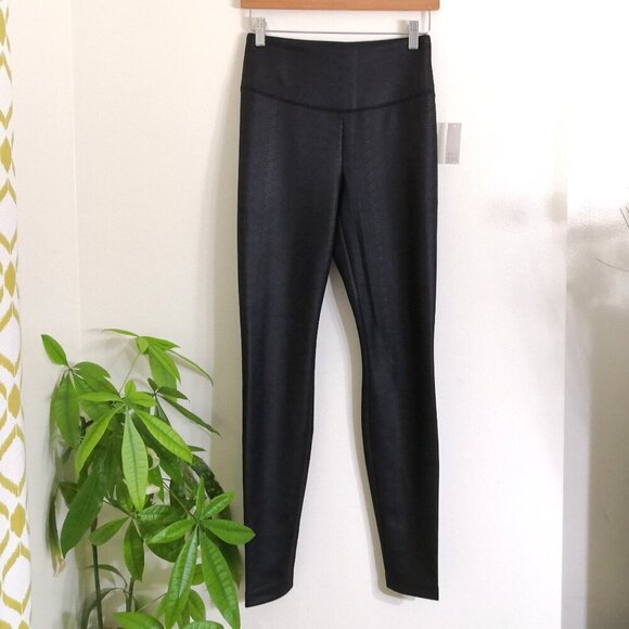 WHBM Black Python Foil Print Runway Leggings Size 2R - Picture 3 of 7